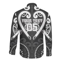 Custom Aotearoa Ngati Raukawa Long Sleeve Button Shirt Maori Tribal Pattern