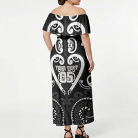 Custom Aotearoa Ngati Raukawa Off Shoulder Maxi Dress Maori Tribal Pattern LT05 - Polynesian Pride