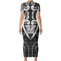 Custom Aotearoa Ngati Raukawa Short Sleeve Bodycon Dress Maori Tribal Pattern LT05 - Polynesian Pride