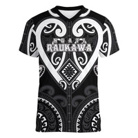 Custom Aotearoa Ngati Raukawa Women V-Neck T-Shirt Maori Tribal Pattern