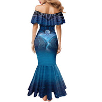 Polynesia Manta Ray Family Matching Mermaid Dress and Hawaiian Shirt Let's The Sea Set You Free - Polynesian Pride