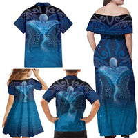 Polynesia Manta Ray Family Matching Off Shoulder Maxi Dress and Hawaiian Shirt Let's The Sea Set You Free - Polynesian Pride