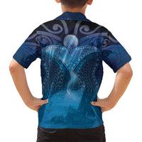 Polynesia Manta Ray Family Matching Off Shoulder Short Dress and Hawaiian Shirt Let's The Sea Set You Free LT05 - Polynesian Pride