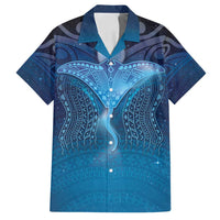 Polynesia Manta Ray Family Matching Off Shoulder Short Dress and Hawaiian Shirt Let's The Sea Set You Free LT05 Dad's Shirt - Short Sleeve Blue - Polynesian Pride