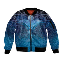 Polynesia Manta Ray Sleeve Zip Bomber Jacket Let's The Sea Set You Free - Polynesian Pride