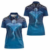 Polynesia Manta Ray Women Polo Shirt Let's The Sea Set You Free - Polynesian Pride