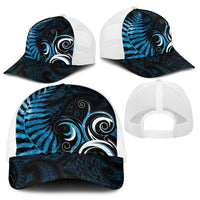 New Zealand Sea Week Baseball Net Cap Maori Wave Pattern Ocean Blue - Polynesian Pride