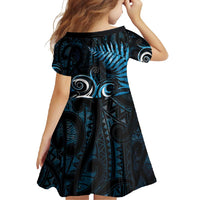 New Zealand Sea Week Family Matching Off Shoulder Maxi Dress and Hawaiian Shirt Maori Wave Pattern Ocean Blue