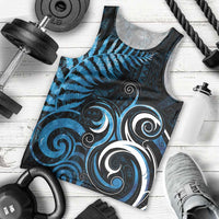 New Zealand Sea Week Men Tank Top Maori Wave Pattern Ocean Blue
