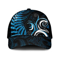 New Zealand Sea Week Mesh Trucker Cap Maori Wave Pattern Ocean Blue LT05 One Size Black Blue - Polynesian Pride
