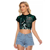 Personalised New Zealand Waka Racing Raglan Cropped T Shirt Maori Warriors LT05 Female Green - Polynesian Pride