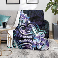 Polynesian Art Tattoo Blanket Plumeria Flowers Turquoise Gradient