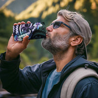 Polynesian Art Tattoo 4 in 1 Can Cooler Tumbler Plumeria Flowers Turquoise Gradient