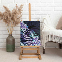 Polynesian Art Tattoo Canvas Wall Art Plumeria Flowers Turquoise Gradient