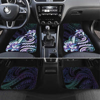 Polynesian Art Tattoo Car Mats Plumeria Flowers Turquoise Gradient