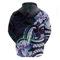 Polynesian Art Tattoo Hoodie Plumeria Flowers Turquoise Gradient
