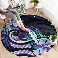 Polynesian Art Tattoo Round Carpet Plumeria Flowers Turquoise Gradient LT05 - Polynesian Pride