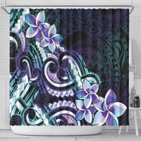 Polynesian Art Tattoo Shower Curtain Plumeria Flowers Turquoise Gradient LT05 - Polynesian Pride