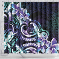 Polynesian Art Tattoo Shower Curtain Plumeria Flowers Turquoise Gradient LT05 - Polynesian Pride