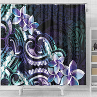 Polynesian Art Tattoo Shower Curtain Plumeria Flowers Turquoise Gradient LT05 - Polynesian Pride