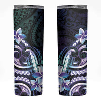 Polynesian Art Tattoo Skinny Tumbler Plumeria Flowers Turquoise Gradient LT05 Turquoise - Polynesian Pride