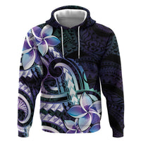 Polynesian Art Tattoo Zip Hoodie Plumeria Flowers Turquoise Gradient LT05 Pullover Hoodie Turquoise - Polynesian Pride