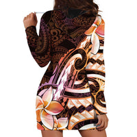 Polynesian Art Tattoo Hoodie Dress Plumeria Flowers Peach Gradient LT05 - Polynesian Pride