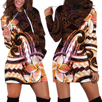 Polynesian Art Tattoo Hoodie Dress Plumeria Flowers Peach Gradient LT05 - Polynesian Pride