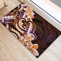 Polynesian Art Tattoo Rubber Doormat Plumeria Flowers Peach Gradient