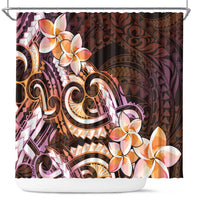 Polynesian Art Tattoo Shower Curtain Plumeria Flowers Peach Gradient LT05 Peach - Polynesian Pride