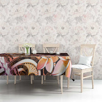 Polynesian Art Tattoo Tablecloth Plumeria Flowers Peach Gradient