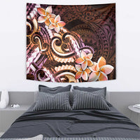 Polynesian Art Tattoo Tapestry Plumeria Flowers Peach Gradient