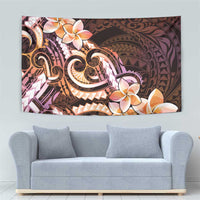 Polynesian Art Tattoo Tapestry Plumeria Flowers Peach Gradient