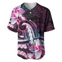 Polynesian Art Tattoo Baseball Jersey Plumeria Flowers Pink Gradient