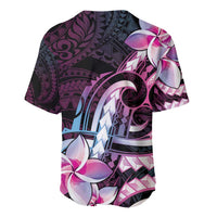 Polynesian Art Tattoo Baseball Jersey Plumeria Flowers Pink Gradient