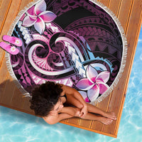 Polynesian Art Tattoo Beach Blanket Plumeria Flowers Pink Gradient