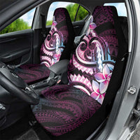 Polynesian Art Tattoo Car Seat Cover Plumeria Flowers Pink Gradient