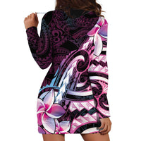 Polynesian Art Tattoo Hoodie Dress Plumeria Flowers Pink Gradient LT05 - Polynesian Pride
