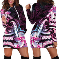 Polynesian Art Tattoo Hoodie Dress Plumeria Flowers Pink Gradient LT05 - Polynesian Pride