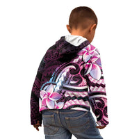 Polynesian Art Tattoo Kid Hoodie Plumeria Flowers Pink Gradient
