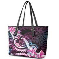 Polynesian Art Tattoo Leather Tote Bag Plumeria Flowers Pink Gradient LT05 - Polynesian Pride