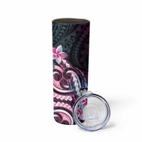 Polynesian Art Tattoo Skinny Tumbler Plumeria Flowers Pink Gradient LT05 - Polynesian Pride