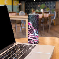 Polynesian Art Tattoo Skinny Tumbler Plumeria Flowers Pink Gradient LT05 - Polynesian Pride