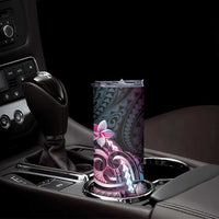 Polynesian Art Tattoo Skinny Tumbler Plumeria Flowers Pink Gradient LT05 - Polynesian Pride