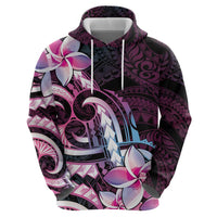 Polynesian Art Tattoo Zip Hoodie Plumeria Flowers Pink Gradient LT05 - Polynesian Pride