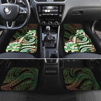 Polynesian Art Tattoo Car Mats Plumeria Flowers Green Gradient