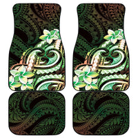 Polynesian Art Tattoo Car Mats Plumeria Flowers Green Gradient