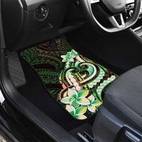 Polynesian Art Tattoo Car Mats Plumeria Flowers Green Gradient