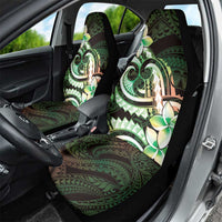Polynesian Art Tattoo Car Seat Cover Plumeria Flowers Green Gradient
