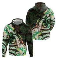 Polynesian Art Tattoo Hoodie Plumeria Flowers Green Gradient